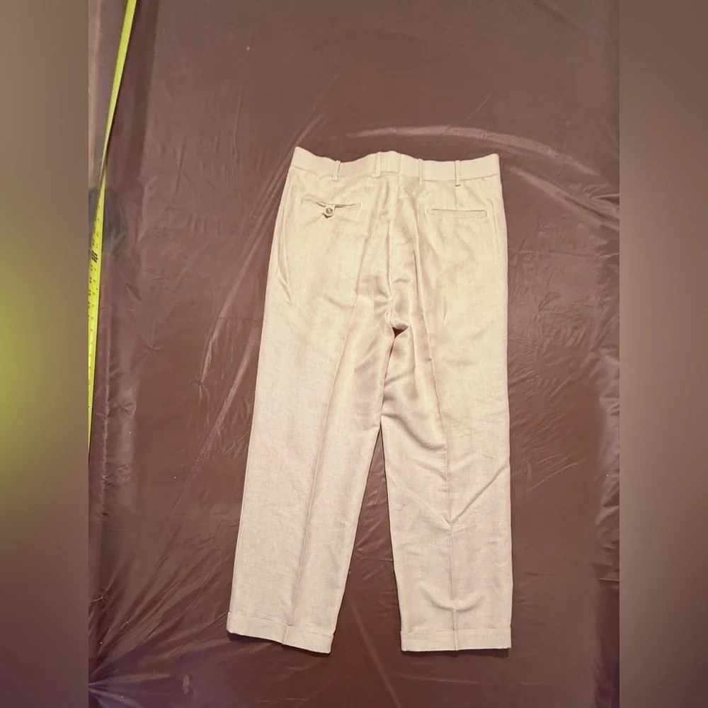 Bobby Jones Tan/Khaki micro stripe Linen/Cotton Golf Chino Pants Size 36